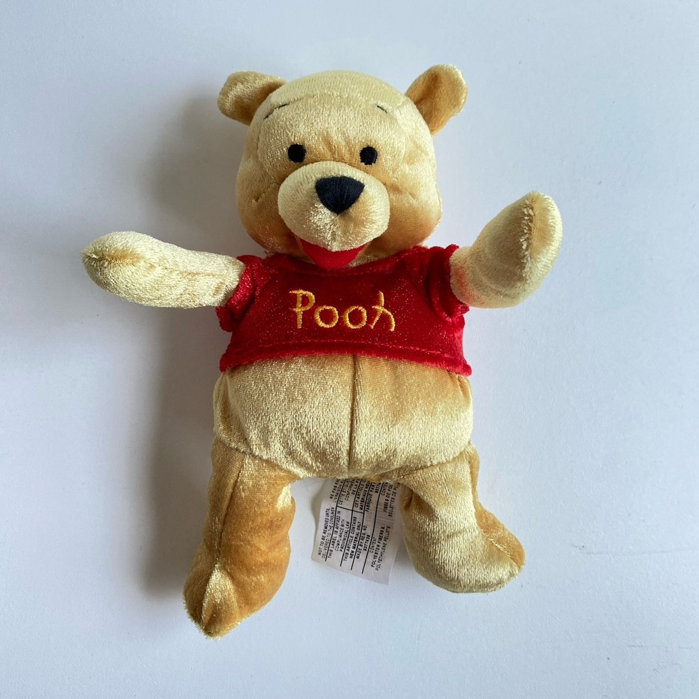 Winnie The Pooh Bear Sparkle‎ Walt Disney Store Bean Bag Stuffed Animal Toy 8"